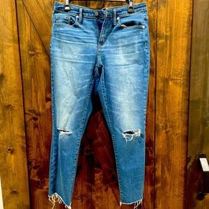 High Rise, Distressed Stretch Ankle Jeans